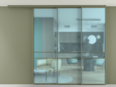 Перегородка Formato вдоль стены на потолок 3 створки с синхронным механизмом