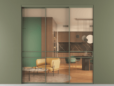 Перегородка Formato внутри проёма 3 створки с синхронным механизмом