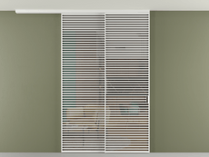 Перегородка Формато вдоль стены на потолок 2 створки с синхронным механизмом