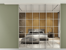 Перегородка Formato вдоль стены на потолок 3 створки с синхронным механизмом