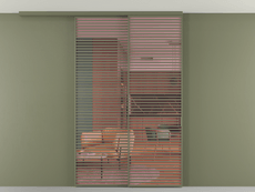 Перегородка Формато вдоль стены на потолок 2 створки с синхронным механизмом