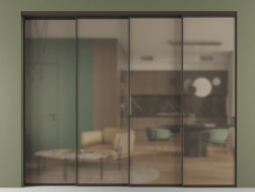 Перегородка Формато внутри проёма 4 створки с синхронным механизмом