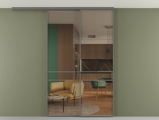 Перегородка Формато вдоль стены на потолок 2 створки с синхронным механизмом