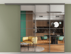 Перегородка Формато вдоль стены на потолок 3 створки с синхронным механизмом