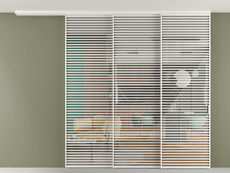 Перегородка Formato вдоль стены на потолок 3 створки с синхронным механизмом