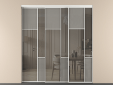 Перегородка Мозаик внутри проёма 3 створки с синхронным механизмом