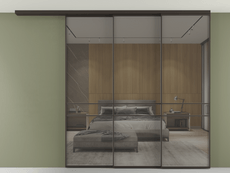 Перегородка Formato вдоль стены на потолок 3 створки с синхронным механизмом