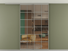 Перегородка Formato вдоль стены на потолок 2 створки с синхронным механизмом