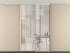 Перегородка Мозаик вдоль стены на потолок 2 створки с синхронным механизмом