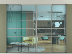 Перегородка Формато внутри проёма скрытое крепление в потолок 4 створки