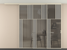 Перегородка Мозаик вдоль стены на потолок 3 створки с синхронным механизмом