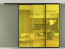 Перегородка Formato вдоль стены на потолок 3 створки с синхронным механизмом