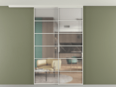 Перегородка Формато вдоль стены на потолок 2 створки с синхронным механизмом