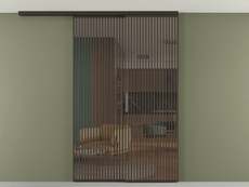 Перегородка Формато вдоль стены на потолок 2 створки с синхронным механизмом