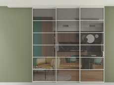 Перегородка Formato вдоль стены на потолок 3 створки с синхронным механизмом