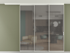 Перегородка Formato вдоль стены на потолок 3 створки с синхронным механизмом