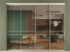 Перегородка Formato внутри проёма 4 створки с синхронным механизмом