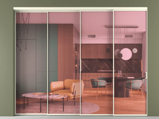 Перегородка Formato внутри проёма 4 створки с синхронным механизмом