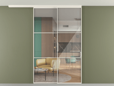 Перегородка Формато вдоль стены на потолок 2 створки с синхронным механизмом