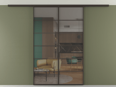 Перегородка Формато вдоль стены на потолок 2 створки