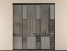 Перегородка Мозаик внутри проёма 3 створки с синхронным механизмом