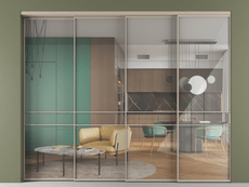 Перегородка Формато внутри проёма 4 створки с синхронным механизмом