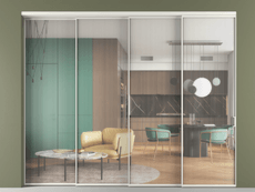 Перегородка Формато внутри проёма 4 створки с синхронным механизмом