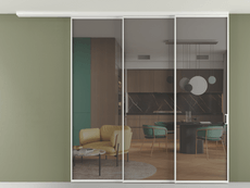 Перегородка Формато вдоль стены на потолок 3 створки с синхронным механизмом