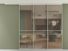 Перегородка Formato вдоль стены на потолок 3 створки с синхронным механизмом