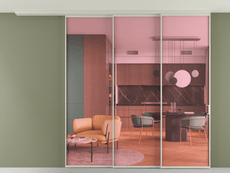 Перегородка Формато вдоль стены на потолок 3 створки с синхронным механизмом