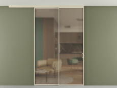 Перегородка Формато вдоль стены на потолок 2 створки с синхронным механизмом