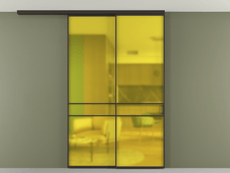 Перегородка Formato вдоль стены на потолок 2 створки с синхронным механизмом