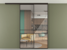 Перегородка Формато вдоль стены на потолок 2 створки с синхронным механизмом