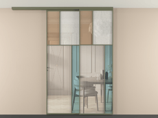 Перегородка Mosaic вдоль стены на потолок 2 створки с синхронным механизмом