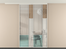 Перегородка Mosaic вдоль стены на потолок 2 створки с синхронным механизмом