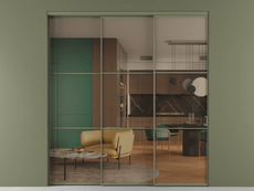 Перегородка Formato внутри проёма 3 створки с синхронным механизмом