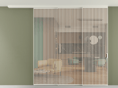 Перегородка Формато вдоль стены на потолок 3 створки с синхронным механизмом