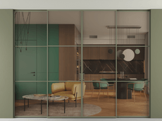 Перегородка Formato внутри проёма скрытое крепление в потолок 4 створки