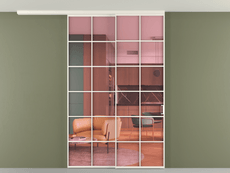 Перегородка Формато вдоль стены на потолок 2 створки с синхронным механизмом