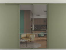 Перегородка Формато вдоль стены на потолок 2 створки с синхронным механизмом