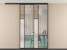 Перегородка Mosaic вдоль стены на потолок 2 створки с синхронным механизмом