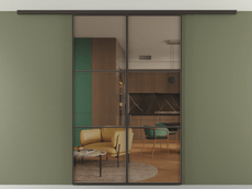 Перегородка Formato вдоль стены на потолок 2 створки