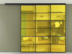 Перегородка Formato вдоль стены на потолок 3 створки с синхронным механизмом