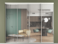 Перегородка Formato внутри проёма 4 створки с синхронным механизмом