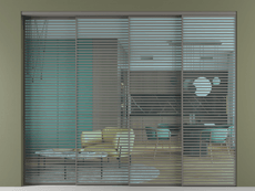 Перегородка Formato внутри проёма 4 створки с синхронным механизмом