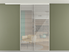 Перегородка Формато вдоль стены на потолок 2 створки с синхронным механизмом