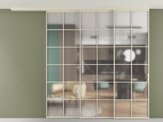 Перегородка Formato вдоль стены на потолок 3 створки с синхронным механизмом