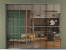 Перегородка Formato внутри проёма 4 створки с синхронным механизмом