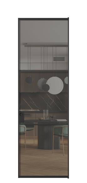 Дверь межкомнатная АЛПЛ040.03 Серый триплекс ЧЕР. Цвет Алюминий Черный. Материал Алюминий. Коллекция Formato. Картинка.