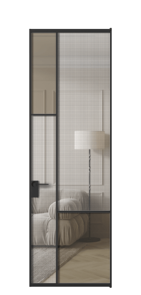 Межкомнатная дверь АЛПЛ041.13 ЧРН MS+Бронза триплекс. Цвет Алюминий Черный. Материал Алюминий. Коллекция Mosaic. Фото. Дверь межкомнатная АЛПЛ041.13 ЧРН MS+Бронза триплекс. Цвет Алюминий Черный. Материал Алюминий. Коллекция Mosaic. Картинка.